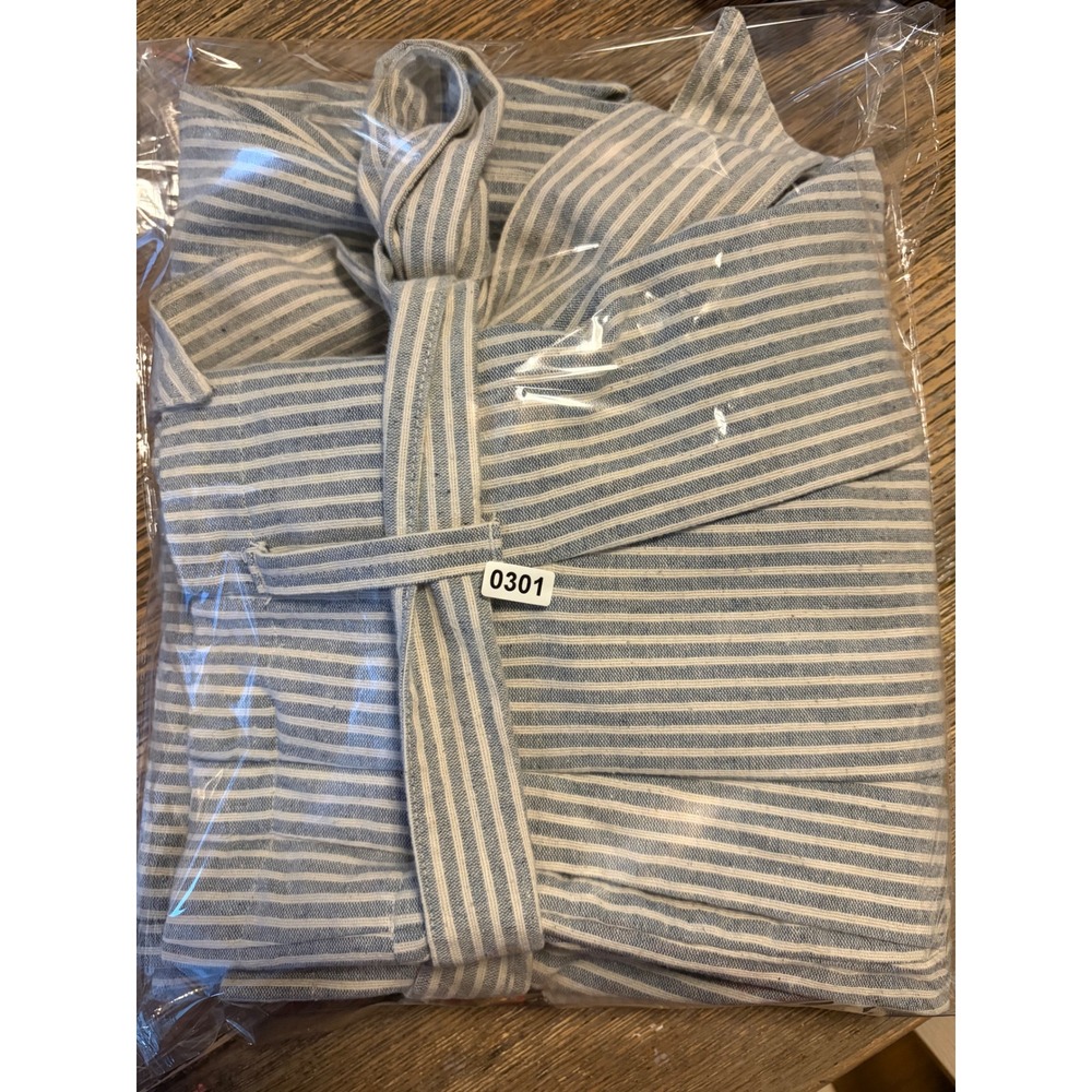 Madewell x The New Denim Project Striped Paperbag Pants Blue White K6367 Size 8 - Picture 7 of 7